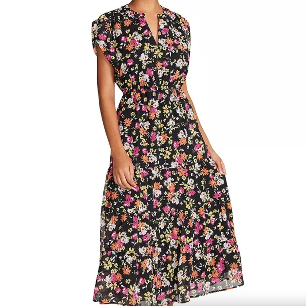 Leigh Floral Chiffon Midi Dress